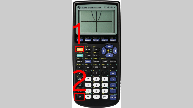 Hình minh họa cách tắt máy tính khoa học Texas Instruments